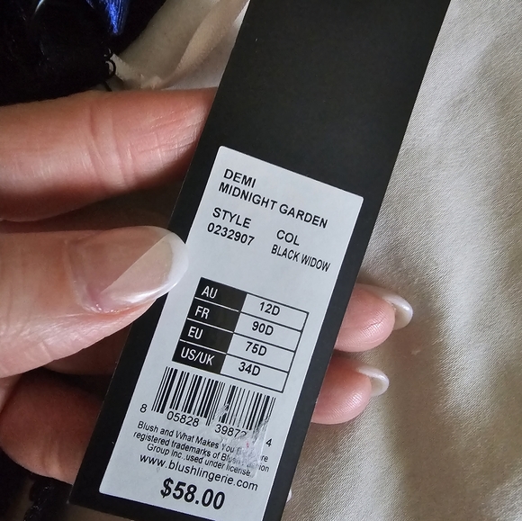 Demi Bra Black Navy White Lace - Picture 3 of 6